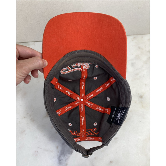 Titleist New Era Hat Golf Athleisure Cap Casual Adjustable Strap Orange & Gray - Picture 8 of 8